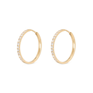 Ayla Diamond Pave Hoops - Yellow Gold