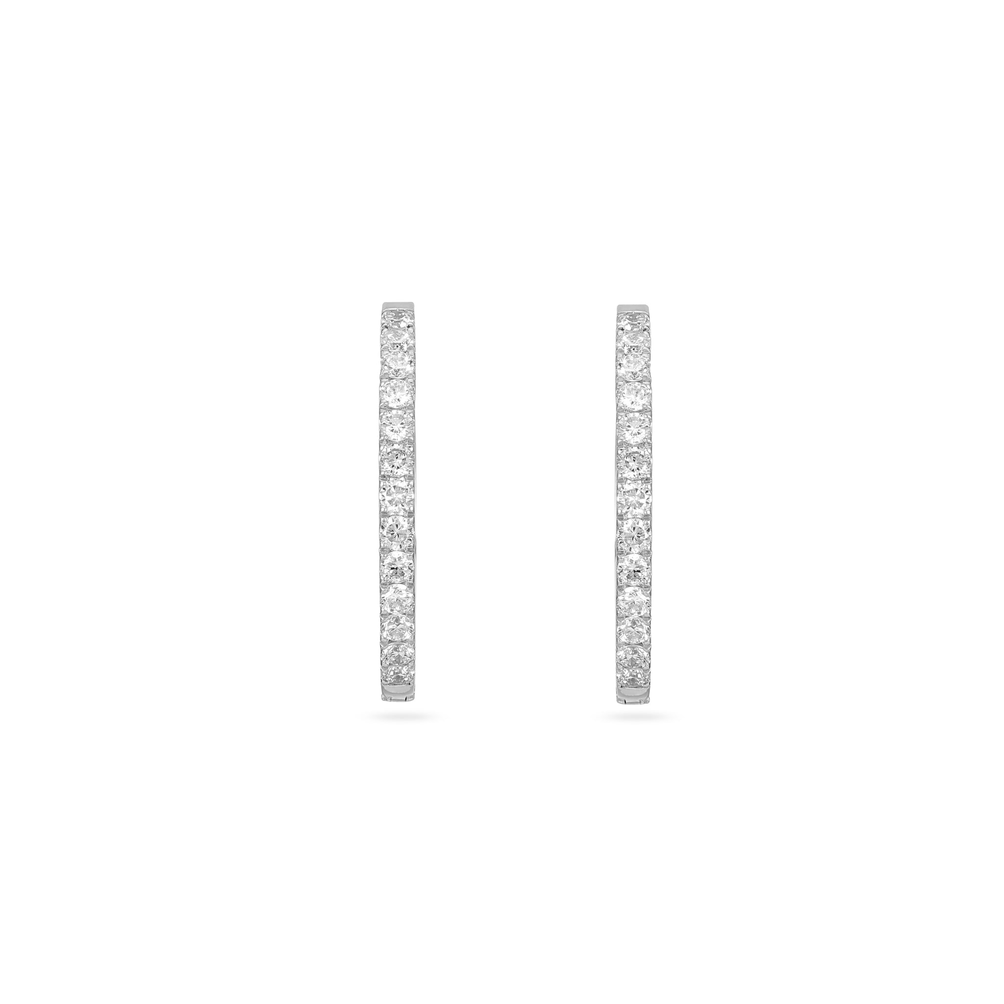 Ayla Diamond Pave Hoops - White Gold