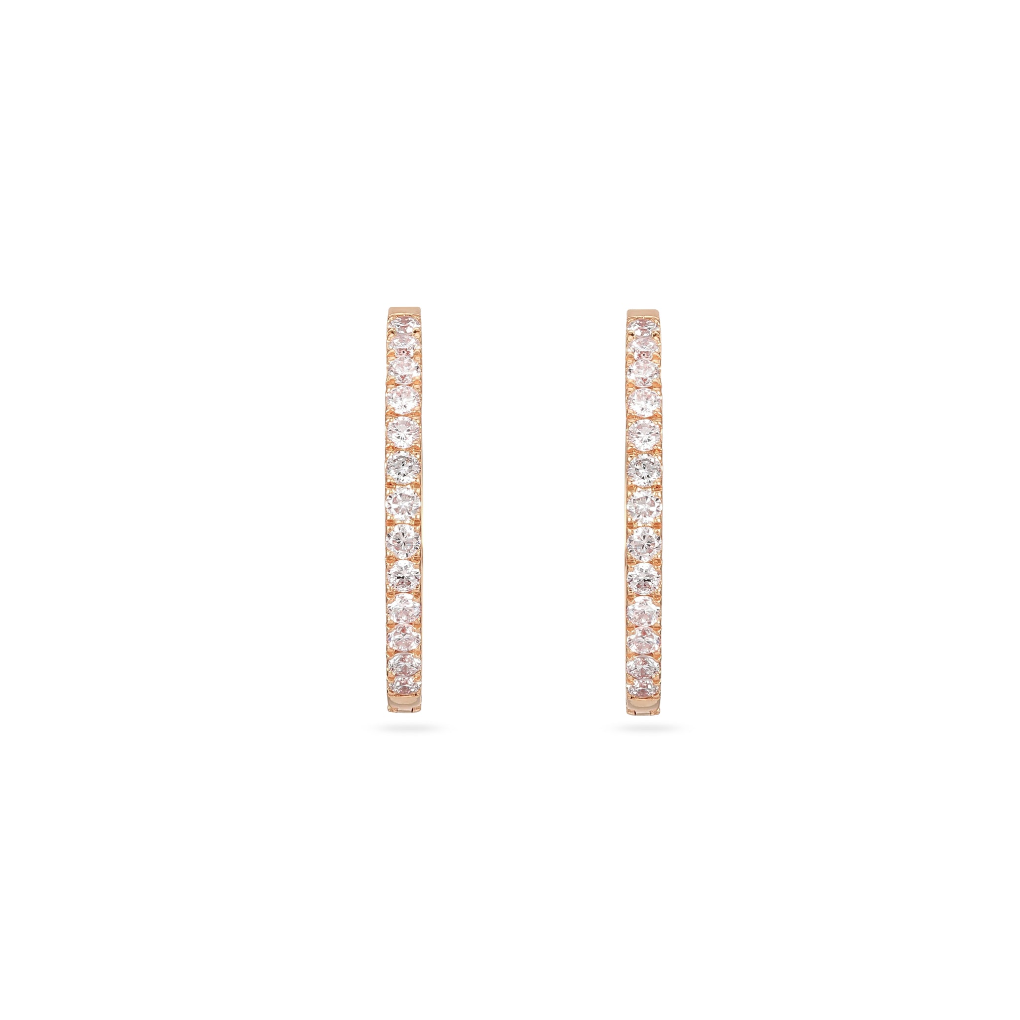 Ayla Diamond Pave Hoops - Rose Gold