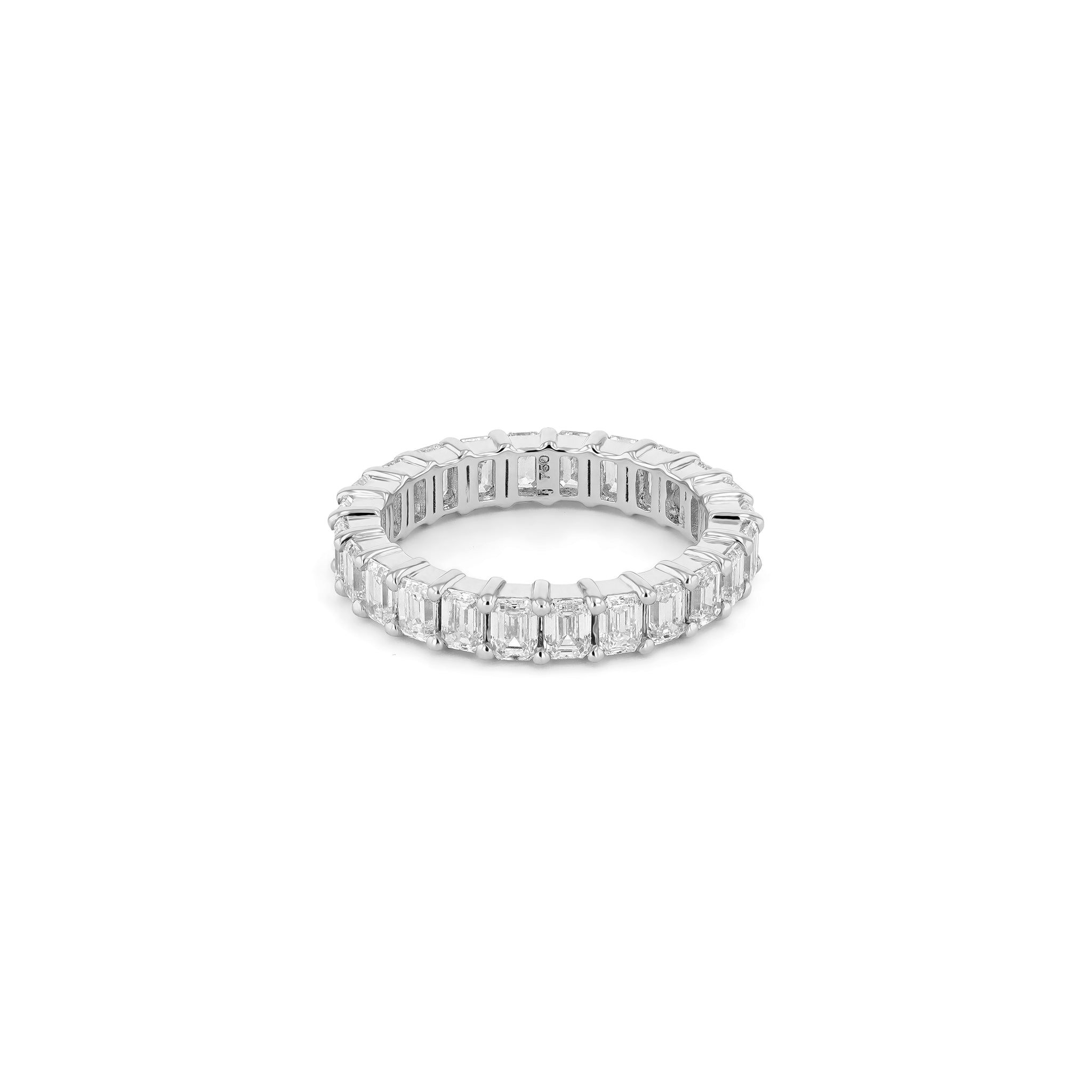 Emerald Diamond Eternity Ring - Lab Grown Diamonds - 18K Gold