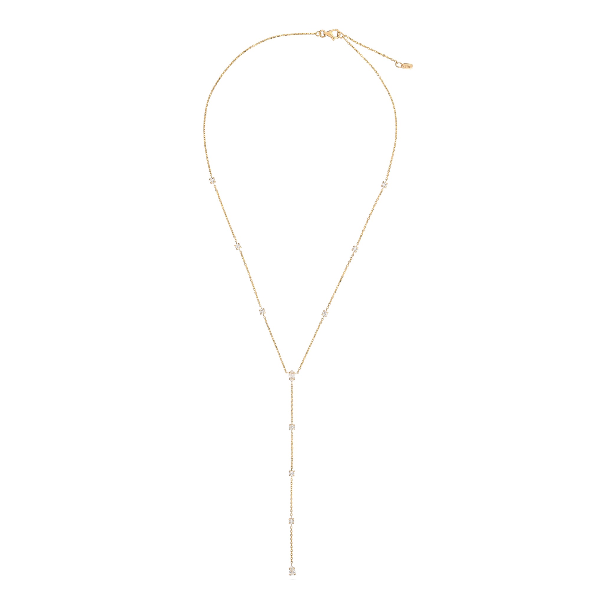 Gaia Long Drop Diamond Necklace in Yellow Gold