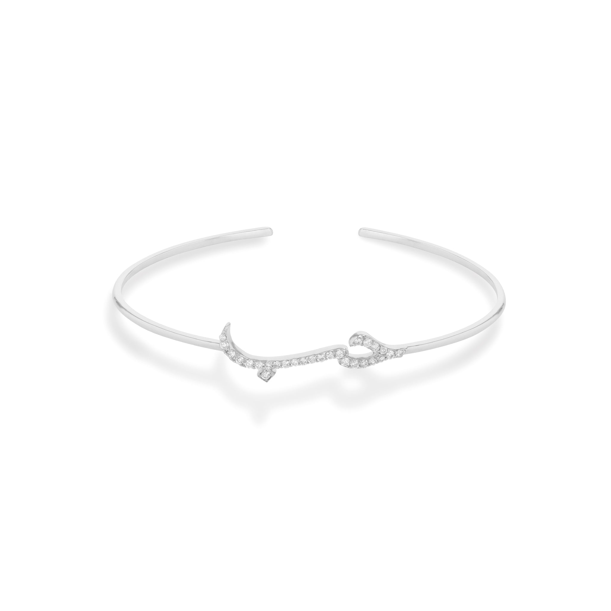 Love Hob Bracelet Cuff in White Gold