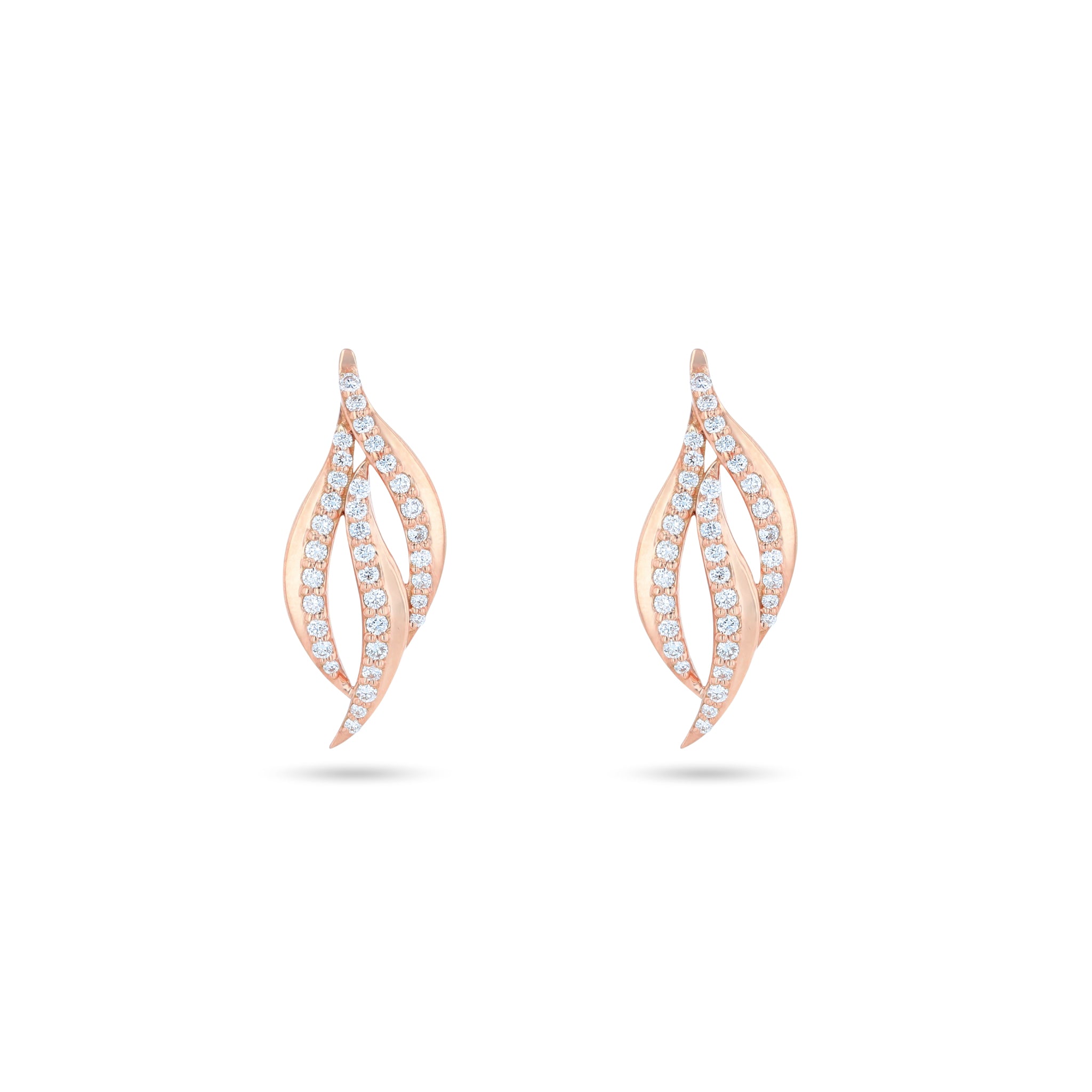 Rhea Feather Diamond Earrings in 18K Rose Gold