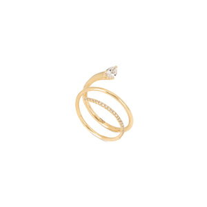 Spiral Diamond Pave Ring in Yellow Gold